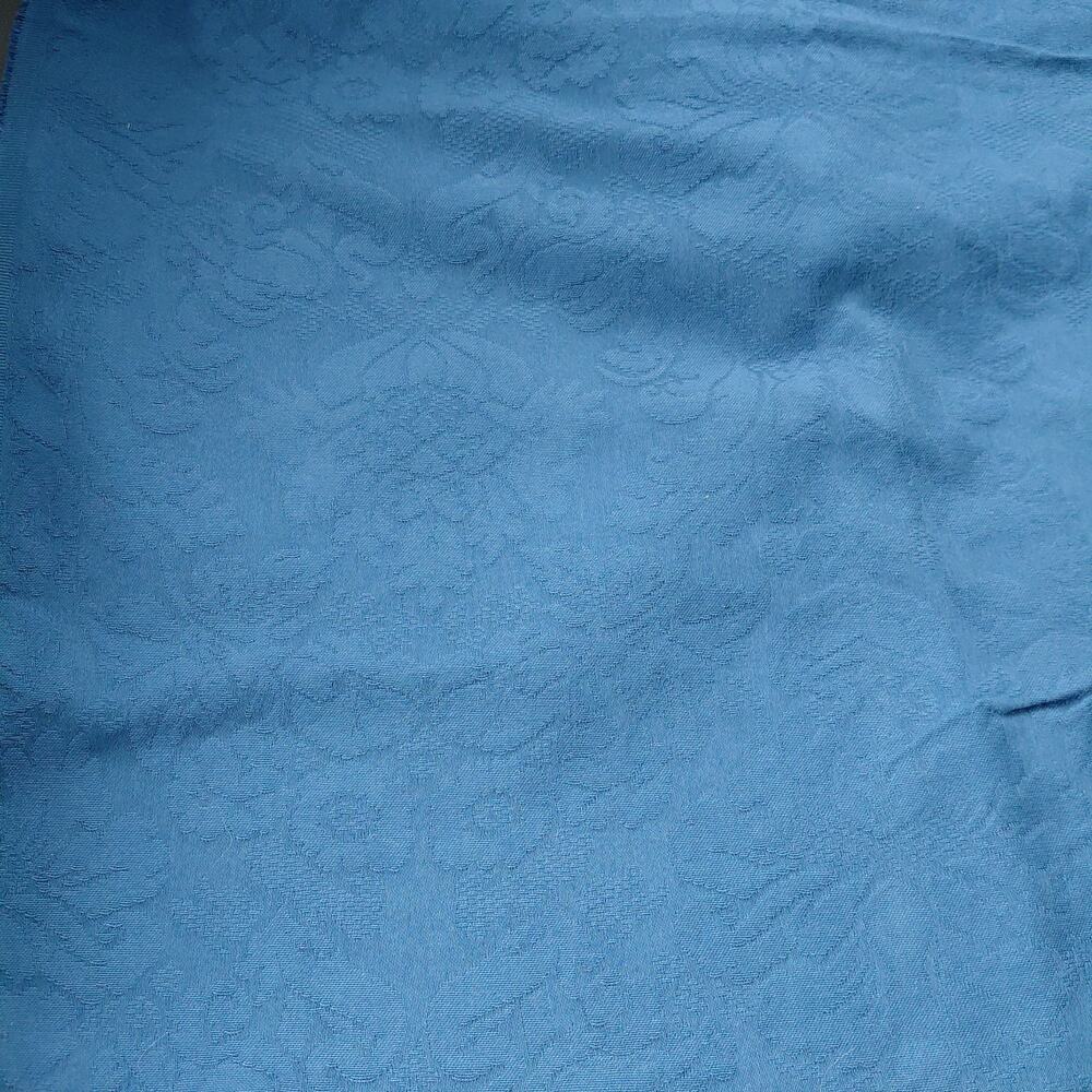 Fabric Upholstery Drape Heavy Cotton French Blue Damask 2.5 yds X 50" VTG Chic